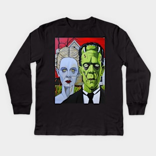 Mr & Mrs Frankenstein Gothic Kids Long Sleeve T-Shirt